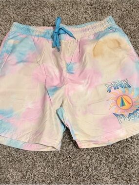 Pink Floyd Pastel Tie-Dye Swim Shorts in Blue, Pink, Cream